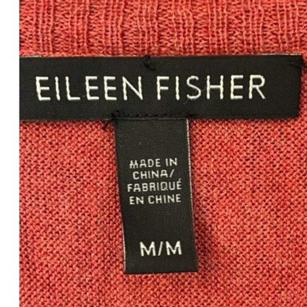 Eileen Fisher Sweater Womens M Coral Excellent Merino Alpaca Tencel Knit Top - Picture 3 of 6